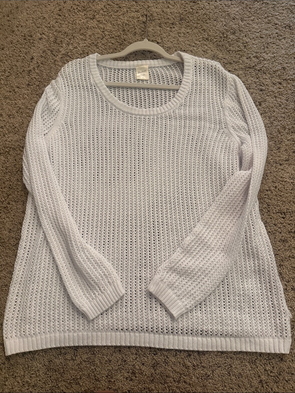 Blair White Open-Knit Long Sleeve Swim Coverup